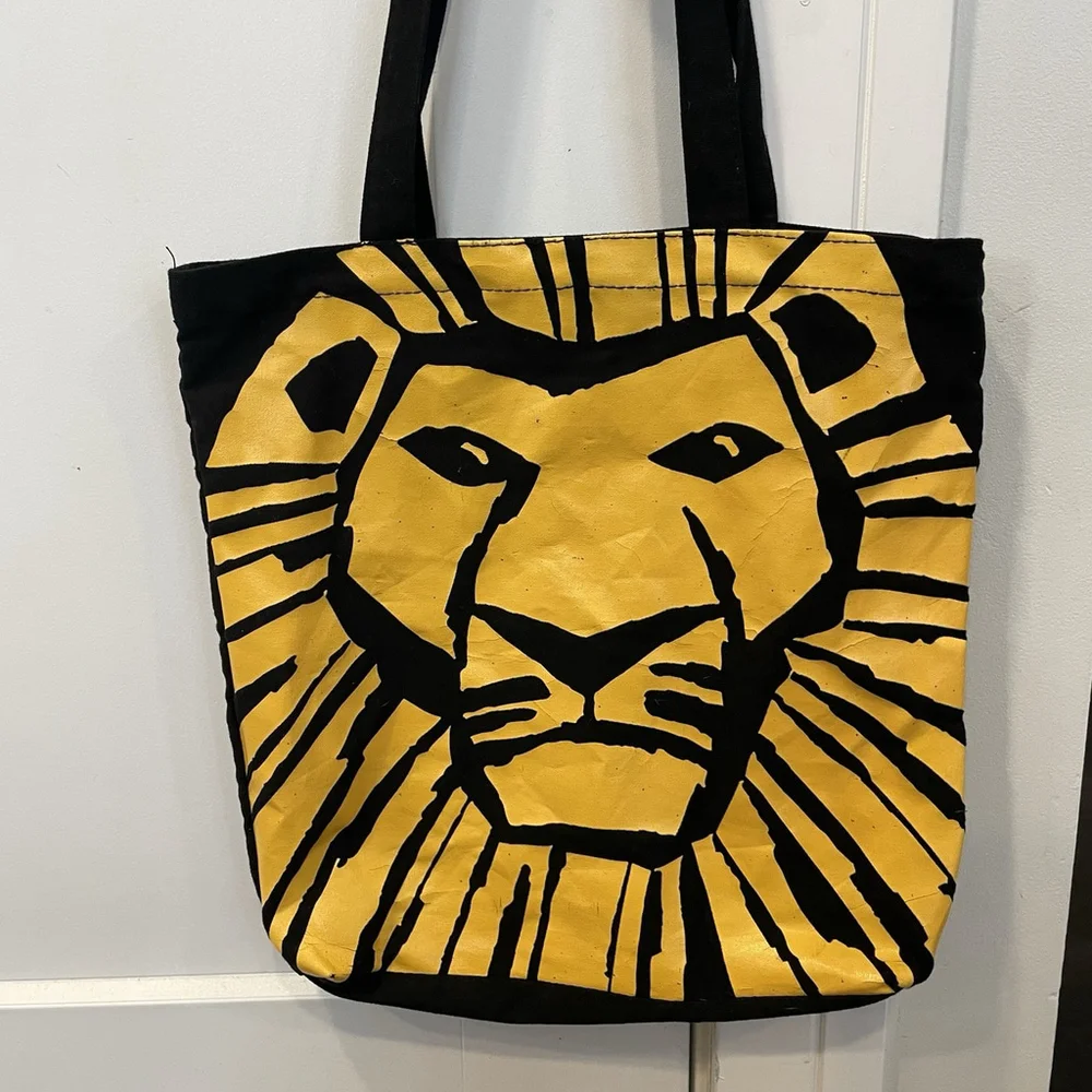 DISNEY THE LION KING BROADWAY MUSICAL 13” CANVAS TOTE BAG BLACK SIMBA MUFASA - Picture 3 of 7
